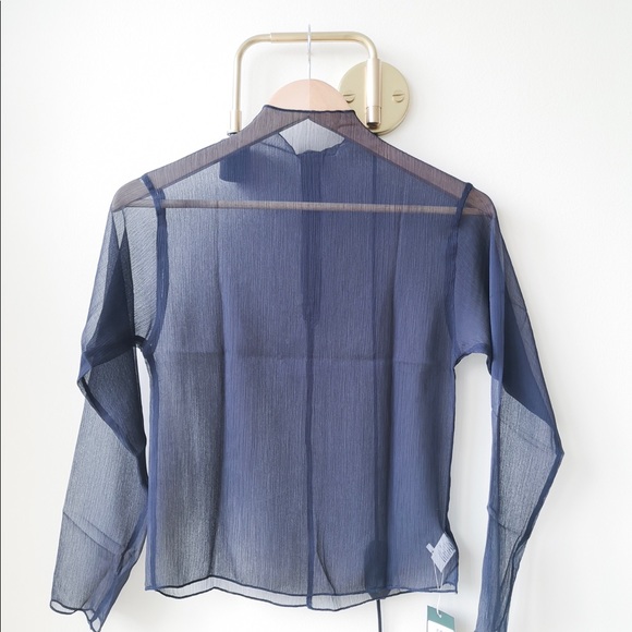 Tops - blue shear mock neck blouse